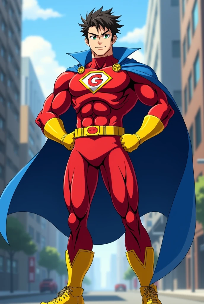 A manga super hero who can dominate the earth, draw the whole body 