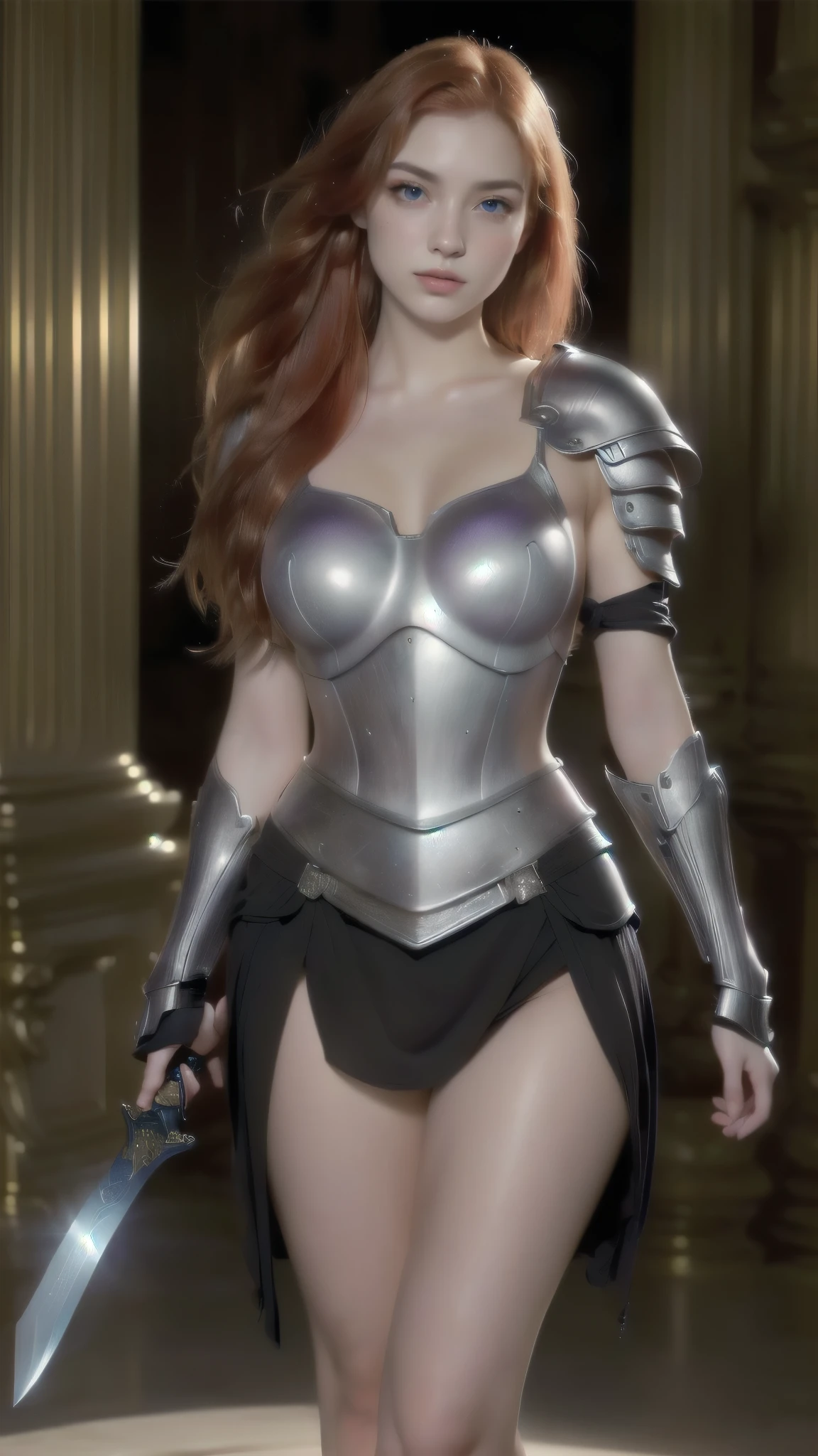 a painting of a woman with red hair and armor holding a sword, picture of female champion , Redheaded Templar Woman , gorgeous female champion , pretty character painting , female champion de fantasia mulher , exquisite and epic character art , female champion , portrait of female champion , in knight armor , red-haired queen in heavy red armor , beautiful knight, knight,
body proportions, (Chapped lips:1.4), (blush de nariz:1.2), foreshortening, black cuts, (eye contact), High contrast, ultra high resolution, high resolution, detailed, Clean face, ( sexy face :1.5), (big purple eyes:1.2), ( ultra detailed eyes :1.4), ( High-resolution eyes :1.1), ( ultra detailed skin texture :1.4), PERSEPHONE, Persephone, Persephone, (SFW:1.5), (full body:1.8), (upper body up:0.3), (hyper realistic:1.4), (realistic:1.3), (best quality real texture skin), Detailed eyes, detailed face