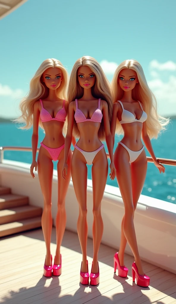 ((five girls)) blonde eighteen year old girls are walking on the beach sand. girls have thin bodies and ((gigantic tits, full tits, swollen tits)) on the beach. pale long blonde hair. light blonde hair. very full and thick blonde hair. I can see their ((feet)). full length pose. perky tits. ((huge puffy pink nipples . swollen thick nipples )). full pink lips. big mouth. ((naked tits. naked pussy )) . fluffy pubic hair. The tanned skin girls are standing with their arms above their heads. girls are holding hands. extremely detailed faces and long golden blonde hair. pouting full lips . blushing pink cheeks. Full length poses showing feet. I can see their pretty cute feet. The girls have thin narrow waists. The busty blonde girls have full lips and ((long eyelashes)). The girls have big blue eyes. Shiny wet skin on the girls. Thigh gap. The girls have ((long thin legs)). coconut palm trees. breaking ocean waves in background. sunburned skin. suntanned skin. oiled, shiny, dripping wet. sunset lighting. legs open. full length standing girls. big gap between her thighs. .. oiled skin. Girls are viewed from navel height. girls model their bodies and feet. mouth is open. The girls wear lots of gold jewelry. gold chains, gold necklace, gold earrings. gold and emerald rings. gold ankle bracelets. fluffy blonde pubic hair. wet pink lips. sunset lighting. (thin waist) ((flat stomach)) ((thin legs)) girls show their round butts. Girls are displaying their asses. ((showing cute butts)). turning around. walking dancing. glowing dark suntan skin. ((coconut palm trees)) ankle bracelet, gold chain around waist (( naked pussy, puffy pussy, fluffy hair on pussy)) side view of perky tits. turned to the side tits. ((three quarter angle chest)). ((side angle chest)) she turns to look at me. lustful hungry eyes.