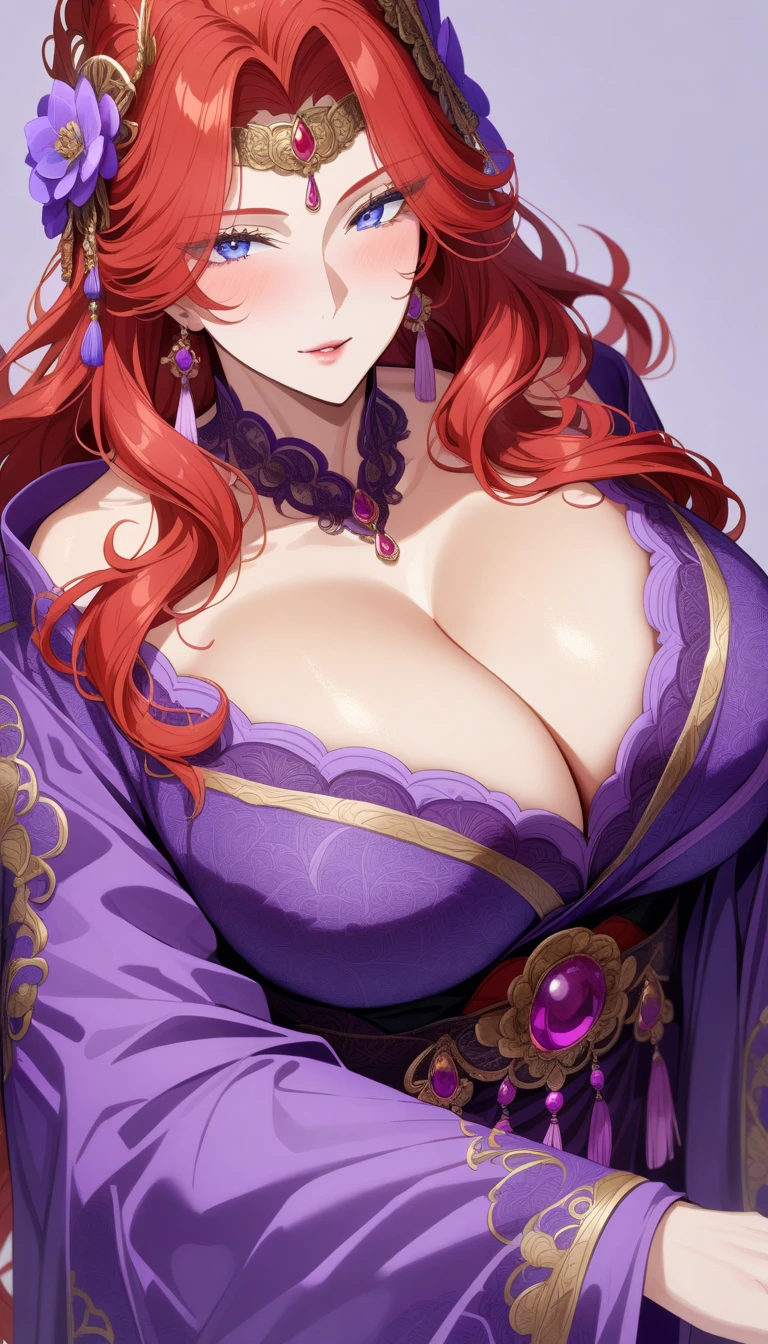 Highest quality, masterpiece, figure, wallpaper,One woman, Beautiful detailed woman, Highly detailed eyes and face, Beautiful attention to detail, Purple Eyes,,Bright Red Hair ,crisp finger, clear background, deep night、Big earrings、bracelet,28 years old,Are standing,Large Breasts、Nipples、nude、Blowjob,semen,Being Raped