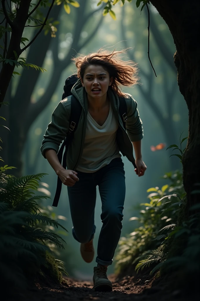 masterpiece, best quality, high quality,
photo of mature woman, sarah miller  in a rainy forest, 40 years old, 1girl,  the last of us style,  worried, scared, short hairs, blonde hairs, freckles, wearing an old and worn green hoodie, detailed skin, dirty skin, full body, perfect eyes, long pants,
(running fast, running away from monsters, dynamic pose, looking over:1.3), darkness, horror movie, image that could be album cover,
<lora:sarah_tlou_sdxl_v3-000018:1>