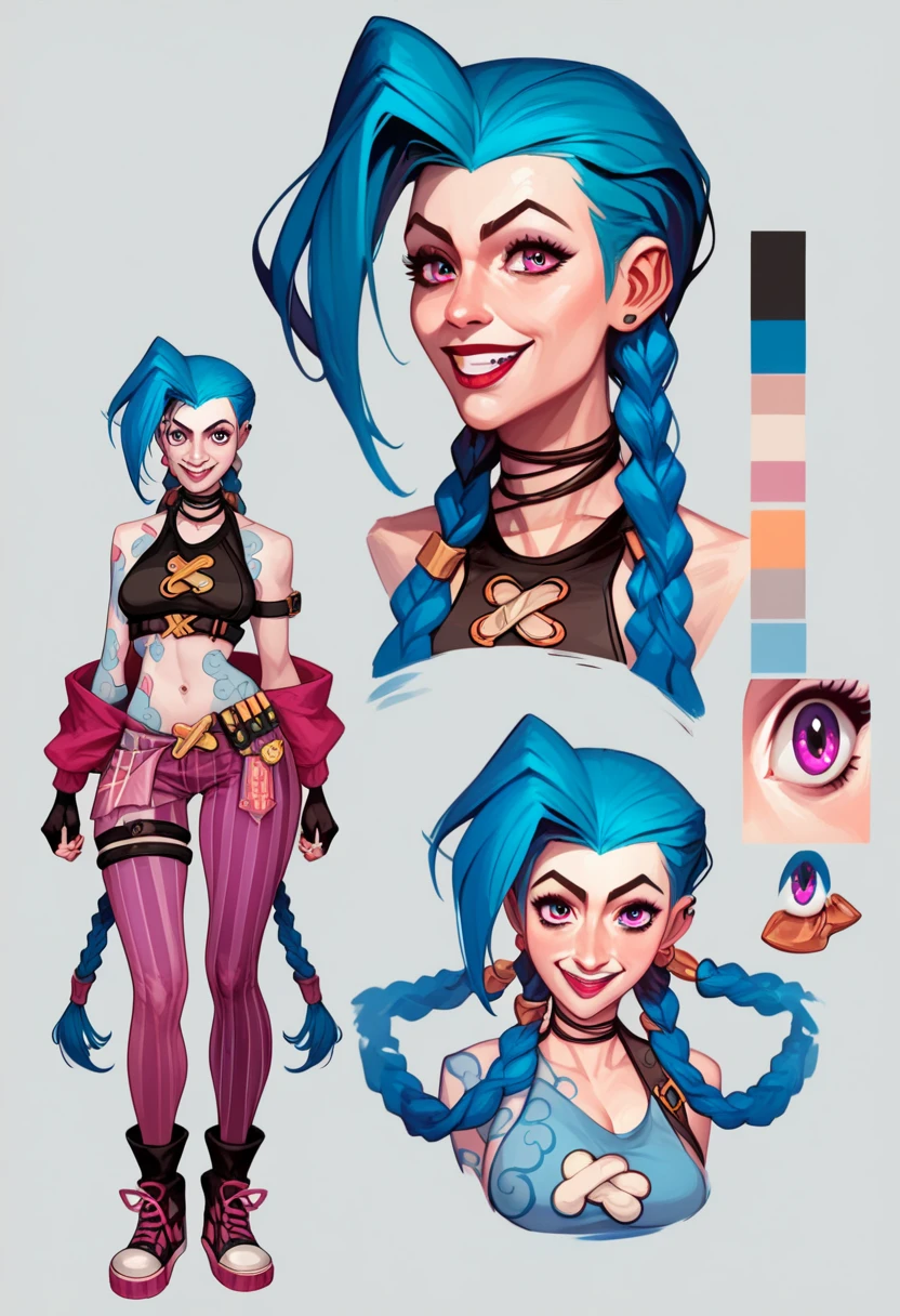 Adult Age 30 mature woman, Pokemon hottest sluts((masterpiece)),(((best quality))),((character design sheet)),((), Jinx big breast,