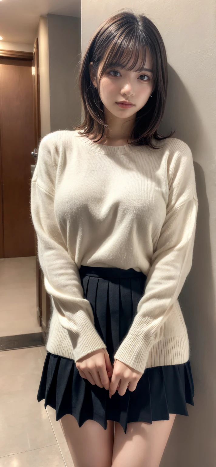(8K, Raw photo:1.2), Detailed face and eyes,Best Quality, 超A high resolution, Highly detailed ,intricate detailes ,masutepiece ,Cute Girl , Soft cinematic light, Hyper-detailing,Sharp Focus, High quality, Blonde hair, bob cuts, tits out, (((Ivory color business suit top and bottom)))、See-through blouses and see-through bras、Minuscule panties、Small micro panties、Pubic hair can be seen through the lace of the panties、(((Panties are brightly colored lingerie panties made of lace material)))、(((See all panties)))、(((The skirt is definitely worn)))、(((Lift skirt hem)))、Sit in a triangle with your thighs slightly inward、panties focus、Detailed lace panty pattern、(((Lifting skirt while standing to show off panties to camera)))、(((Lift the skirt bigger and bigger、Show your panties to the camera)))