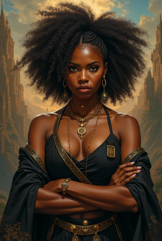 (masterpiece, best quality:1.2), 1girl, solo, strong black woman