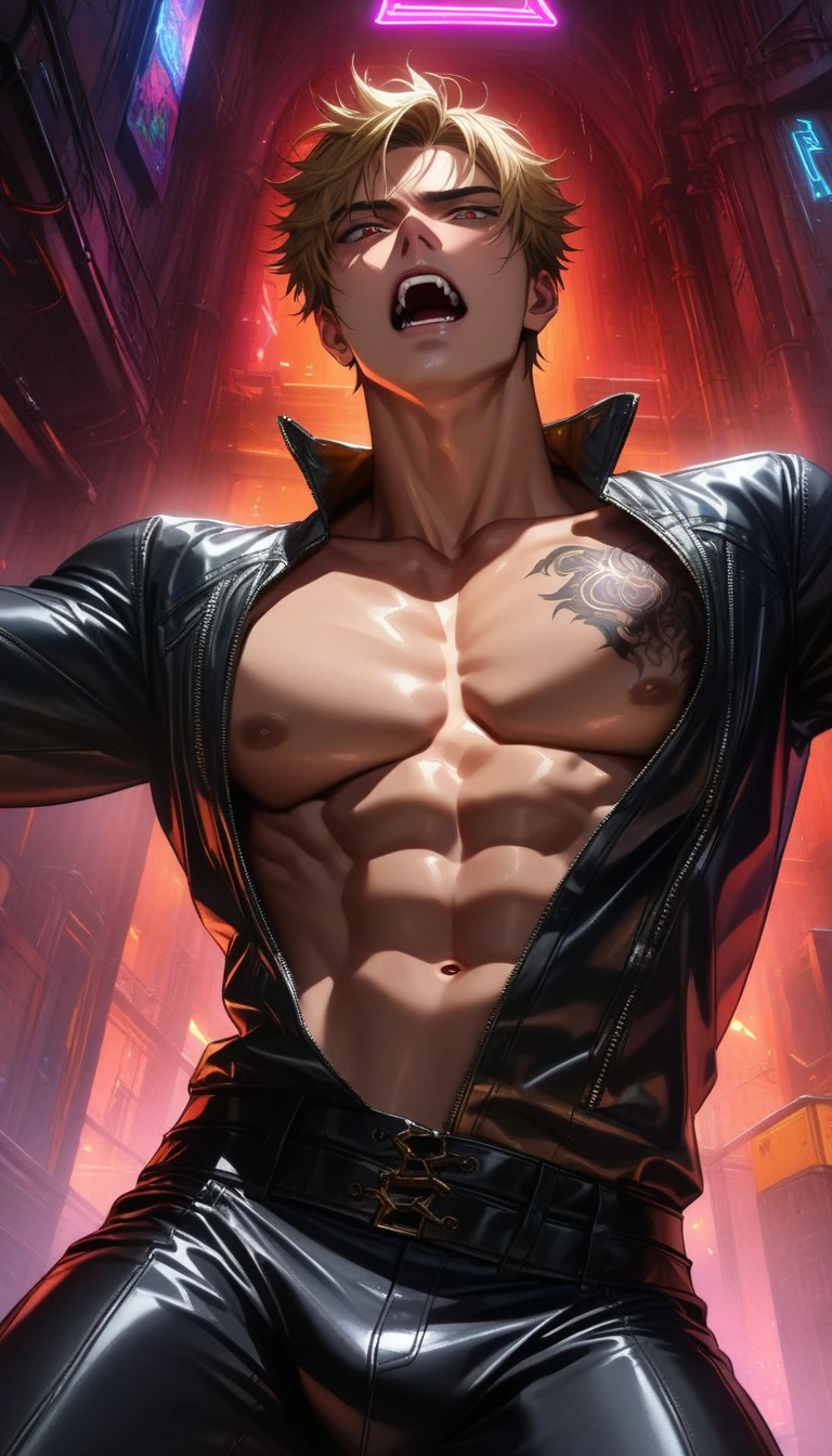 (masterpiece, top quality, best quality, official art, beautiful and aesthetic:1.2), A handsome man with a big chest, big nipples! big bulging crotch, big crotch, crotch in focus! Big bulge!!!