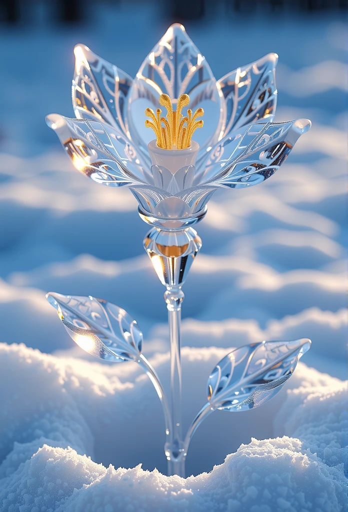 a flower made of ice