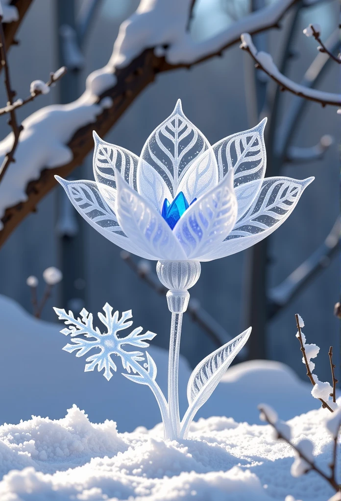 a flower made of snow