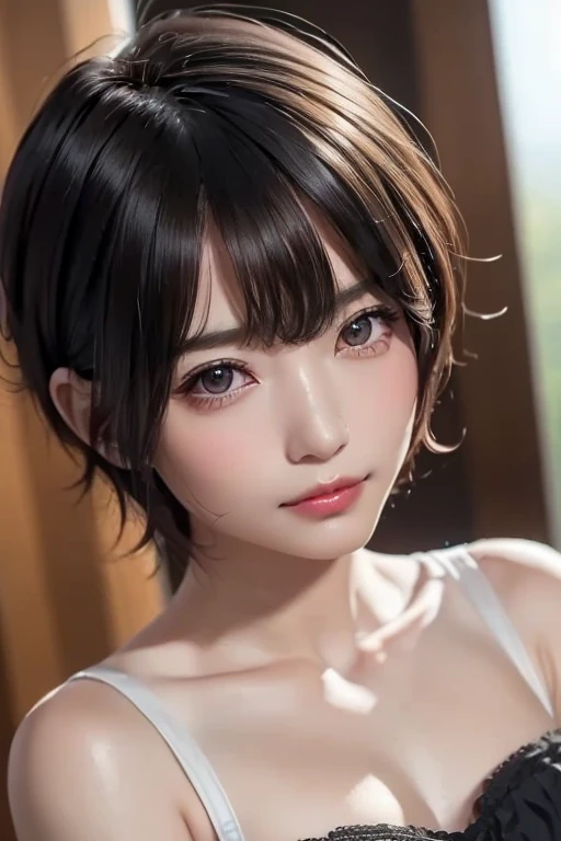 ((  top quality)), (超  is high definition ), (  very detailed), (  detailed description  ), ((  best CG  )), (  masterpiece on penis ),  Ultra-detailed art , (  top quality, 8k, 32K,   masterpiece on penis ), (  realistic  :1.2)、(  is high definition ),   very pretty face and eyes ,  1 female ,   Thin Waist, Delicate body, (  top quality,   attention to detail,   rich skin details  ), (  top quality, 8k, Oil paints:1.2),   bright color、  beautiful woman 、  detailed face  、((Ultra Short Curly Hair:1.5))