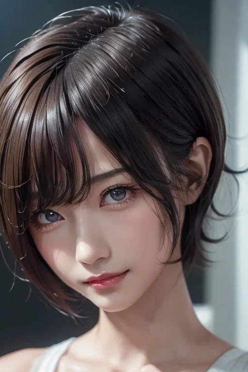 ((  top quality)), (超  is high definition ), (  very detailed), (  detailed description  ), ((  best CG  )), (  masterpiece on penis ),  Ultra-detailed art , (  top quality, 8k, 32K,   masterpiece on penis ), (  realistic  :1.2)、(  is high definition ),   very pretty face and eyes ,  1 female ,   Thin Waist, Delicate body, (  top quality,   attention to detail,   rich skin details  ), (  top quality, 8k, Oil paints:1.2),   bright color、  beautiful woman 、  detailed face  、((Ultra Short Curly Hair:1.5))