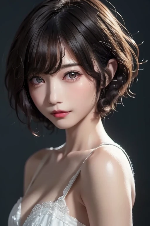 ((  top quality)), (超  is high definition ), (  very detailed), (  detailed description  ), ((  best CG  )), (  masterpiece on penis ),  Ultra-detailed art , (  top quality, 8k, 32K,   masterpiece on penis ), (  realistic  :1.2)、(  is high definition ),   very pretty face and eyes ,  1 female ,   Thin Waist, Delicate body, (  top quality,   attention to detail,   rich skin details  ), (  top quality, 8k, Oil paints:1.2),   bright color、  beautiful woman 、  detailed face  、((Ultra Short Curly Hair:1.5))