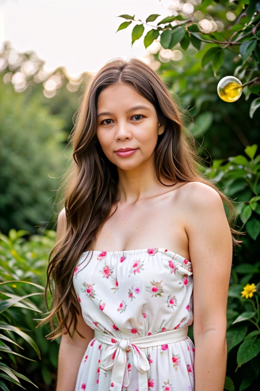 (best quality,ultra-detailed,photorealistic),young woman,beautiful eyes,detailed lips,pensive expression, soft lighting,vibrant colors, long flowing hair, stylish traditional outfit, jungle background,colorful flowers,natural sunlight,serene atmosphere, hourglass figure, 4k details, crying face, full body pose