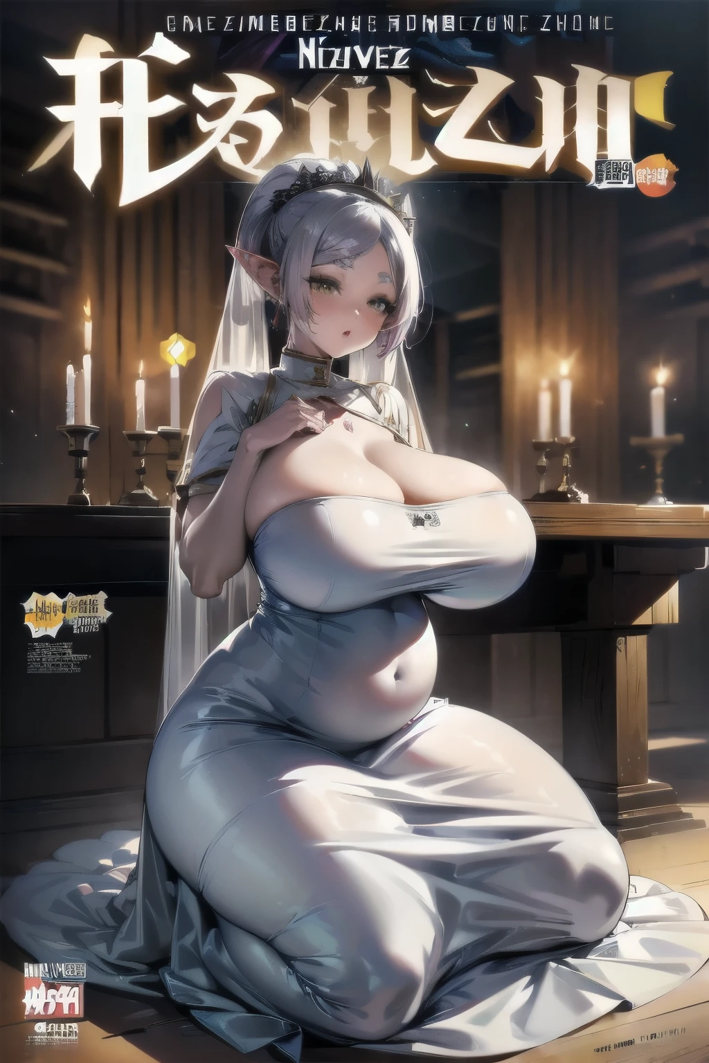 Score_9, Score_8_Top, Score_7_Top, Source_Anime, solo, solo girl, Guba Falicia, happy, white hair, pointed ears, horns, exposed breasts, front view, big breasts, ahegao, translucent squirting from pussy, covered in semen, large areolas , bust 190cm, breasts too big, nipple piercings, mature woman, nude, drawn in the style of Granblue Fantasy, full body on display, a large amount of milk gushing from the nipples, slut, hips forward, hands folded. . Peace sign, almost every part of my body was white with semen and covered in cum. There was a lot of drool coming out of her mouth, and her boobs were so big that they almost reached her lower abdomen. Her boobs are insanely long, about a third of her height, with lots of milk, and her entire upper body is covered with huge boobs. she is naked She's leaking a lot of pee, her tits are producing a lot of milk and she's sprinkling it around a lot, and her pussy is open too. I have a piercing in my clit、her pussy is pierced、 Her pussy is leaking a lot of yellow pee, Her  are so big you can't see her tummy, she has a dildo in her nipples, There's a lot of semen on her face, stomach and 