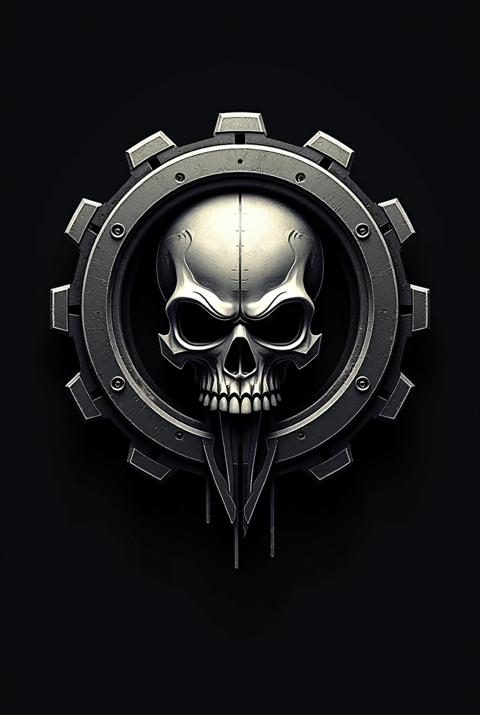 Create a logo in the cartoon style of a mechanical skull with the name marrua
