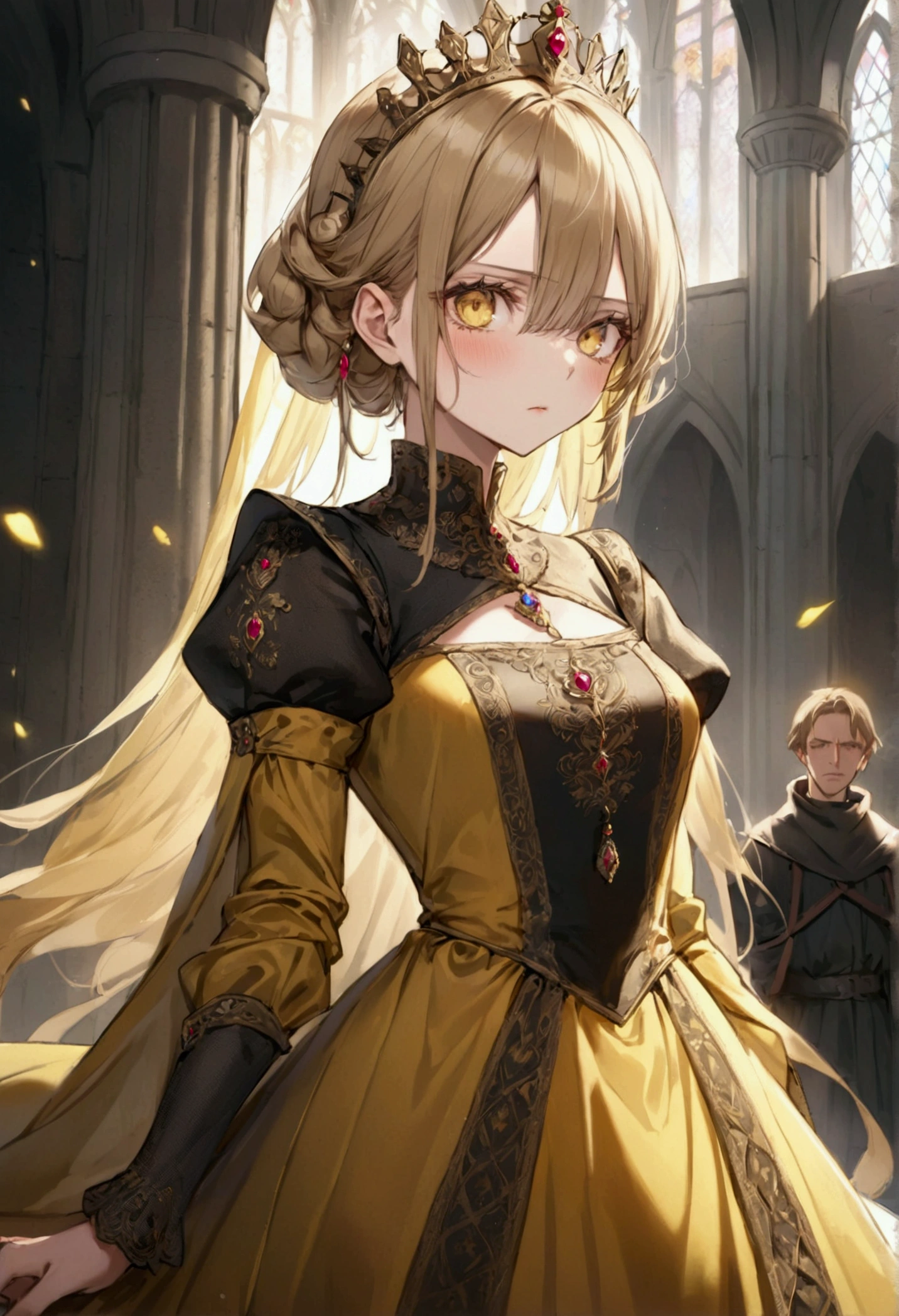 young female, Medieval era, knight, castle background