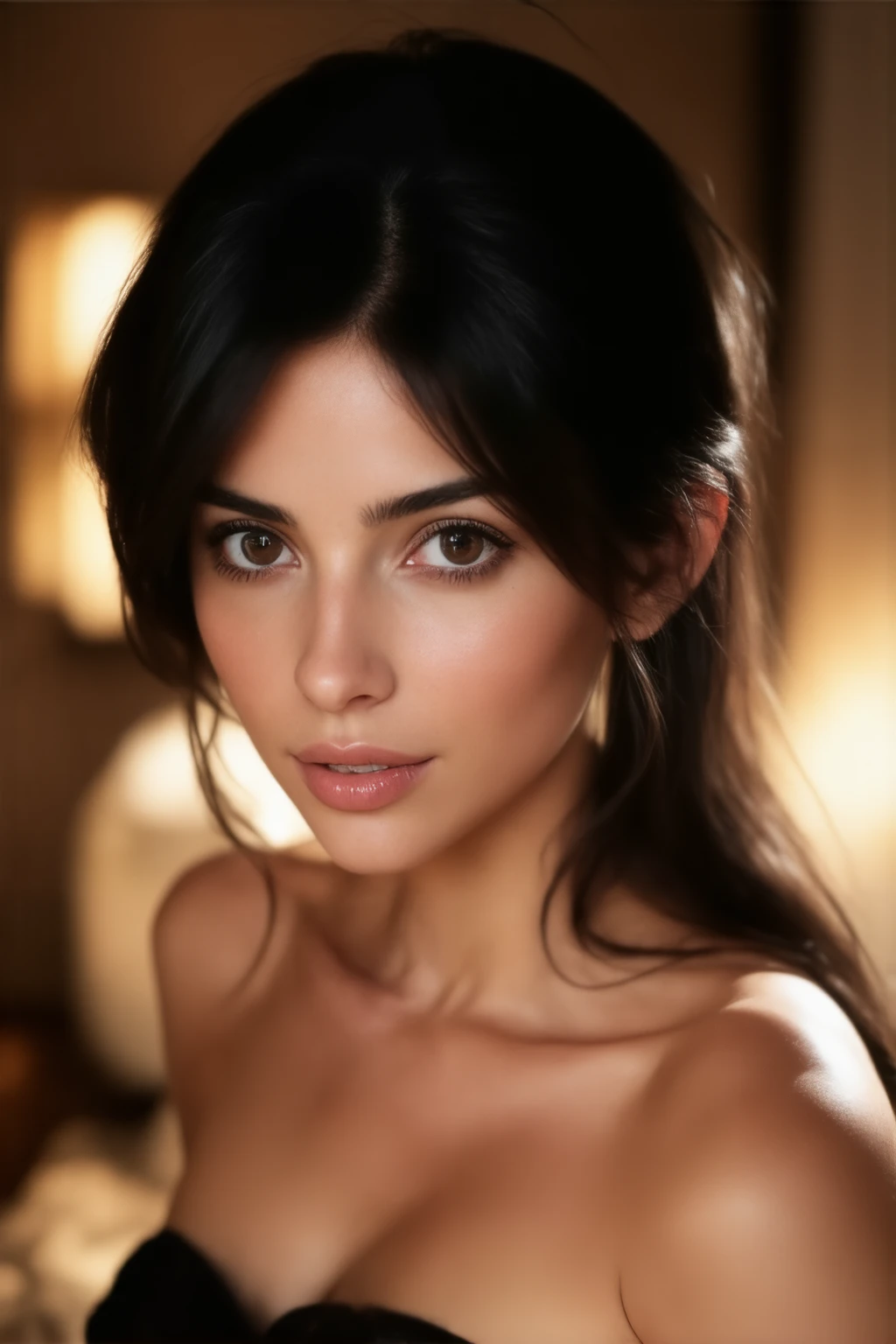 masterpiece, best quality, 8k, (looking at the viewer: 1.1), beautiful, hot, seductive, womam
woman with tanned skin,medium breasts, oiled black hair, (eye contact: 1.1), beautiful face, (detailed face: 1.2), (animated: 1.2), hyper detailed, best quality, ultra high resolution, brown hair , cozy house interior, photorealistic, high resolution, detailed , raw photo, 1girl, white clothes, night, city lights, rain
