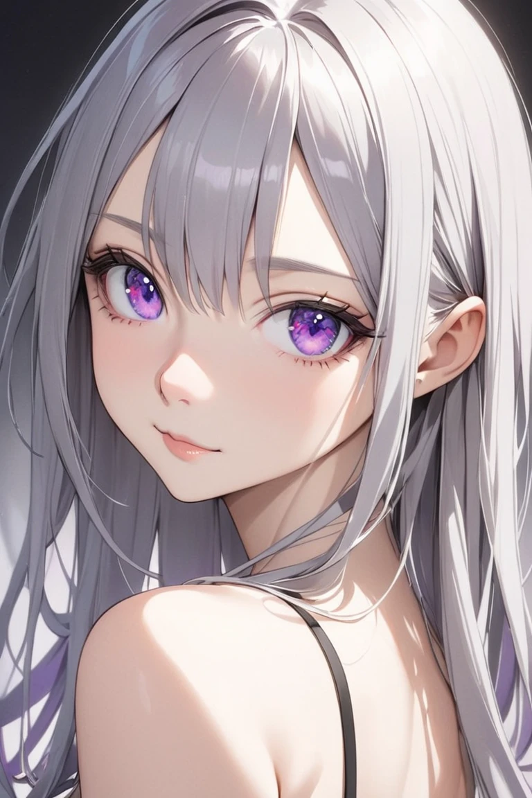 (thin), (sexy mouth), (gray hair), (purple eyes), (perfect nose),