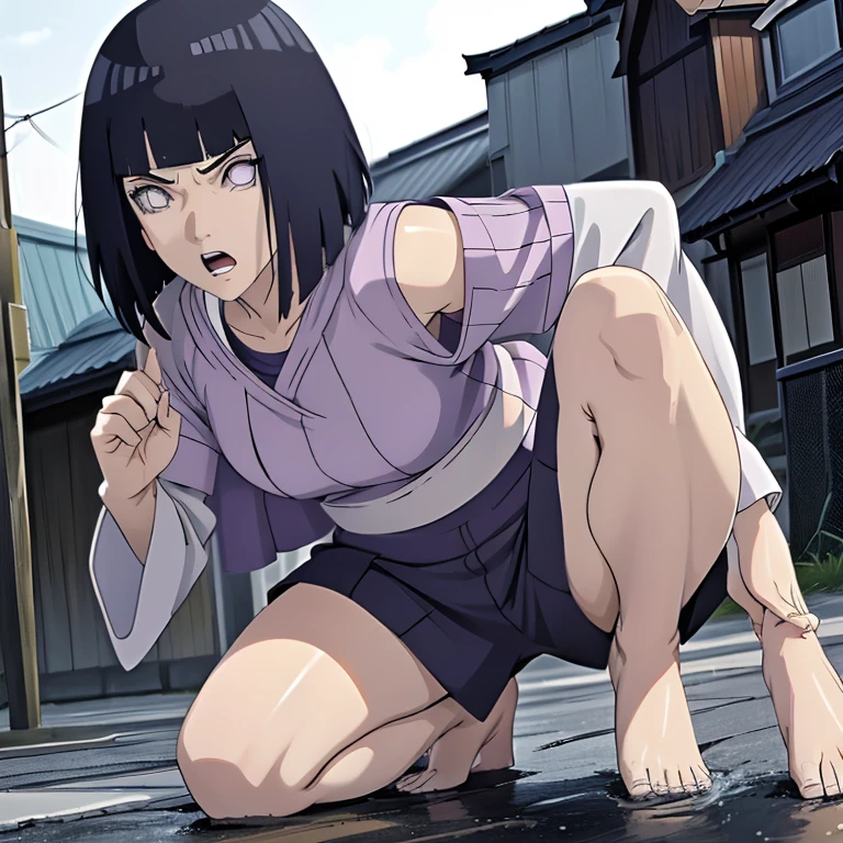 Hinata Hyuga, white underwear, highkick