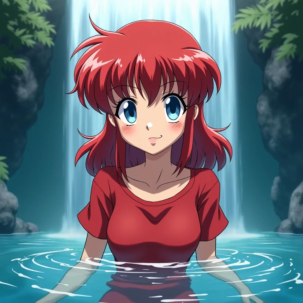 masterpiece, best quality, lina inverse, retro artstyle, 1girl, solo, long hair, small , orange hair, red hair, red eyes, bath, wet, earrings <lora:LinaPony_v1.0:0.8> <lora:AIRLPONYv2.0:0.15> <lora:Crystal_Ogipote_v1.0PONY:0.15> <lora:AIRLPONYv3.0:0.15>