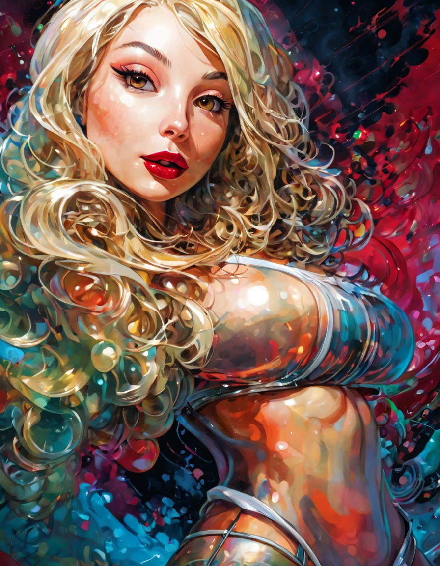 masterpiece, best quality, extreme detail, 8k, image sharpness, Ultra detail hair, (dark skinned female, (dark skin)), ultra detail face, perfect eyes, perfect face,1girl , pointy ears, white hair, long hair, lipstick, makeup, black eyeshadow, jewellery, bracelet, yellow eyes, big breasts, wide hips, thick thighs, topless, white beach, sand, sea, waves, sexy pose, palm trees