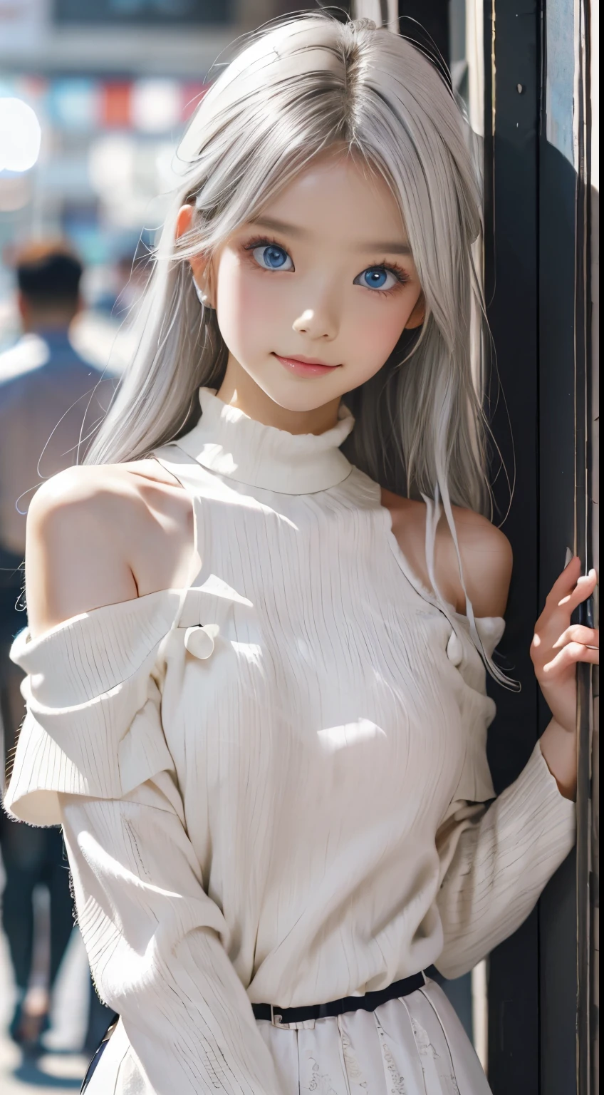 double whirlwind pattern design garment，Iris heterochromatic pupil，silver-haired girl，Wallpaper HD of,off shoulders、