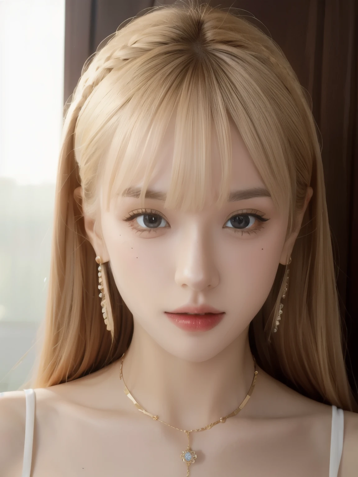 best quality, Masterpiece, big , (หน้าอกbig), Fine texture, Fine fabric, detailed face, Superb details, 8ก, complicated details, 1 girl, 30 years old, high contrast, High resolution eyes, Blonde