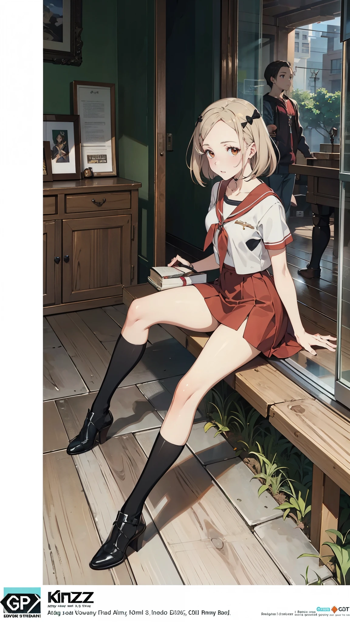 anime - style illustration of a woman in a  high school outfit, video game character, official character art, trending on cgstation, e-girl, e - girl, cushart krenz key art feminine, full body, female action anime girl, sitting