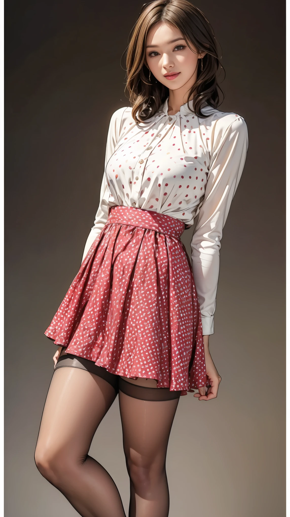 Woman standing with her feet together、(White sandals)、((White fishnet stockings))、(White fishnet stockings)、Black hair woman