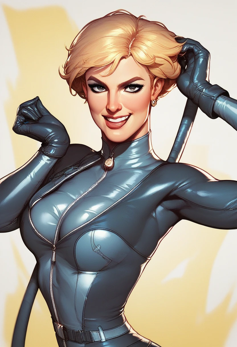 leather clothes,blond,Bubble,Kneeling pose,Stick out your tongue --auto