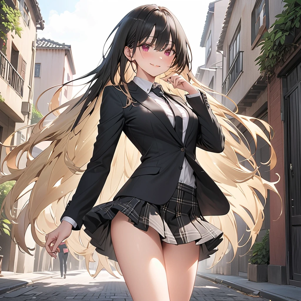 (best quality:1.2), masterpiece, anime style, Ultra-high resolution, One man, In a suit, Backwards, One manの前に赤と青の2つの扉がある