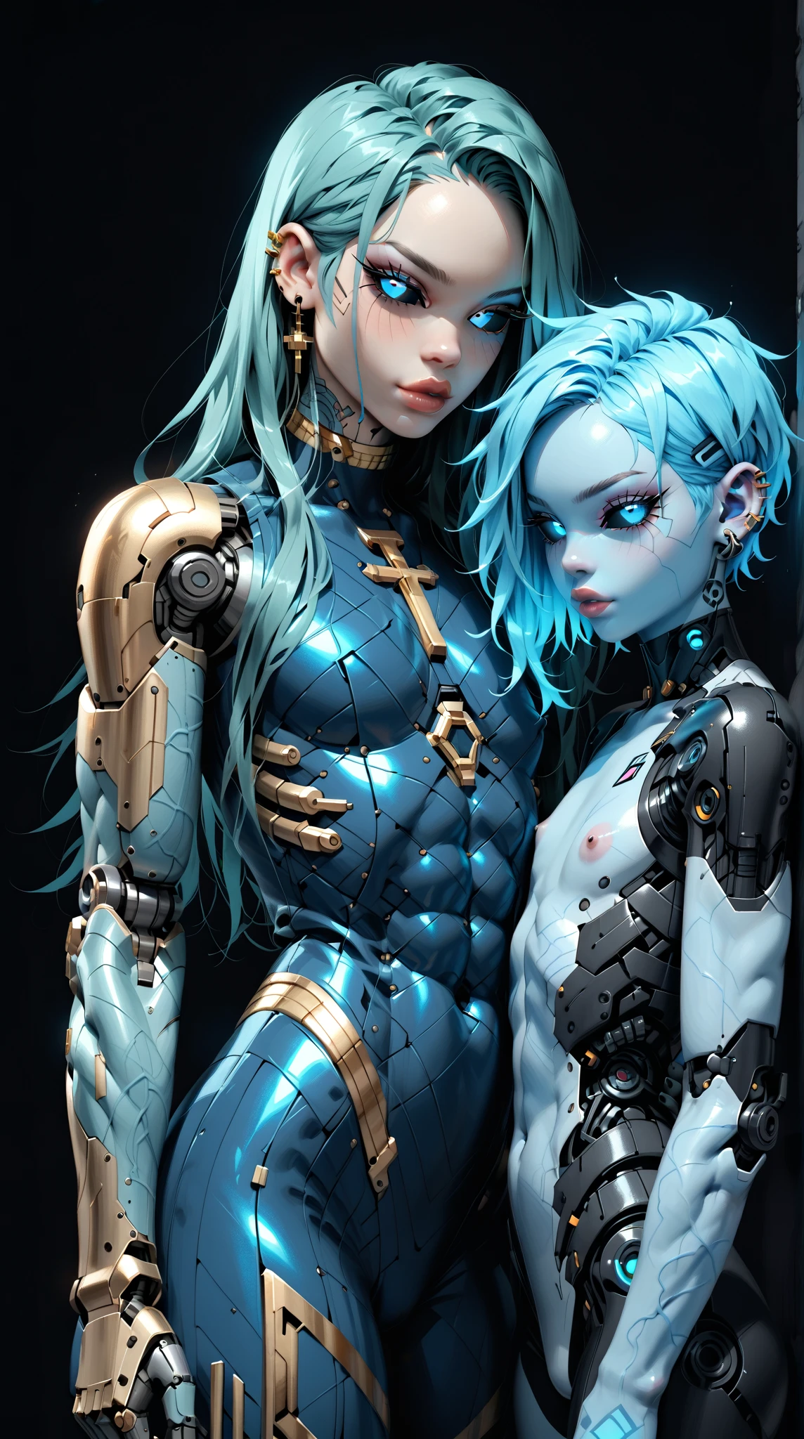 top-quality、delicated face、20-year-old kpop idol girl、(????????:1.3)、(Blue cyborg body:1.5)、(small ????:1.2)、(Metal structural skeleton:1.4)、Mechanical joints、bangss、Shibuya Scramble Crossing、Standing posture、(camel's toe、cammel toe、vulvashaped:1.2)、cyberpunked、nffsw、(Metal blue panties：1.4）、open one's legs、(A smile:1.3)、shopping、cowboy  shot、full body Esbian、Walking in Shibuya、Lots of people、busy、Mid summer、Hot、date、A delightful、