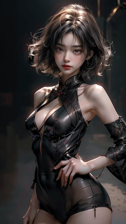 ((masterpiece, best quality)), ultra detailed 8k, photorealistic, sharp focus, highly detailed, professional lighting , shadowmancer, photo of a woman, ink particle, ((swirling black ink floating around)), futuristic fantasy, futuristic white dress, dynamic pose, realistic, masterpiece, intricate details, detailed background, depth of field,