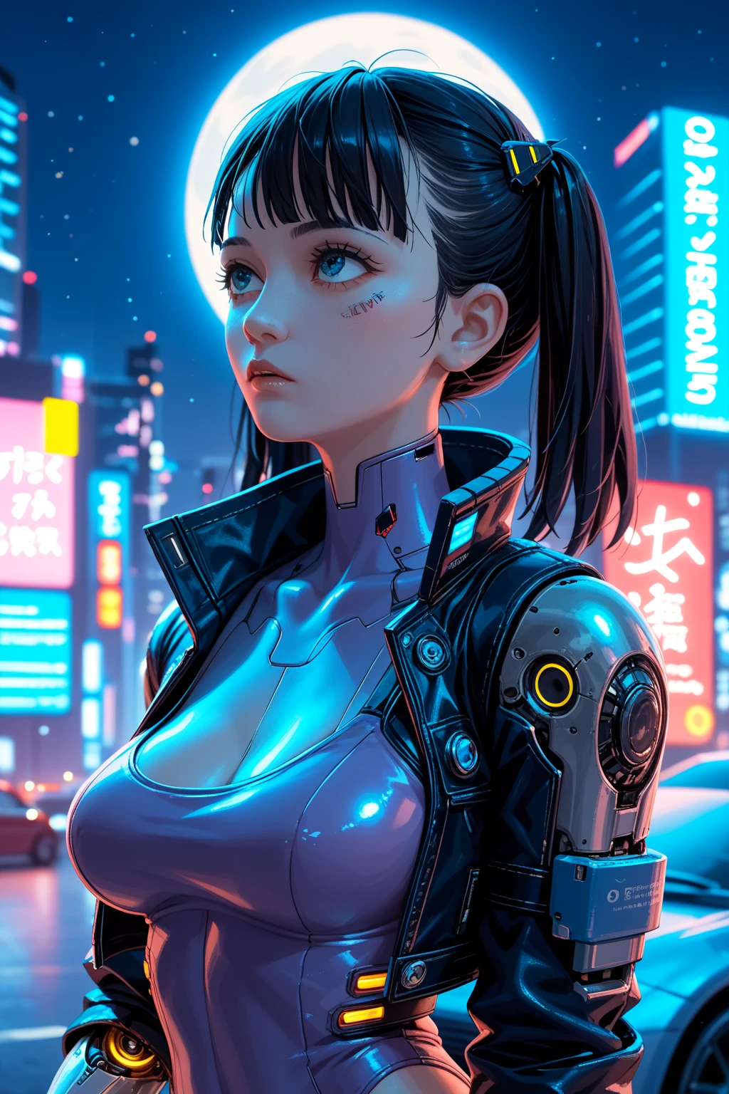 Cyber woman in futuristic suit posing for photo, face and breasts are raw, cleavage is visible, big, cyberpunk, wlop. Sci-Fi, Gundam, Cyberpunk Anime Girl Mecha, Female Cyberpunk Anime Girl, Mecha Cyber Armor Girl, Biomechanical, Cybersuit, CGSesociety Masterpiece, WLOP and Krenz Kuschat, Cute Cyborg Girl, Cyborg Girl, Digital Cyberpunk Anime Art, Wojtek Fus