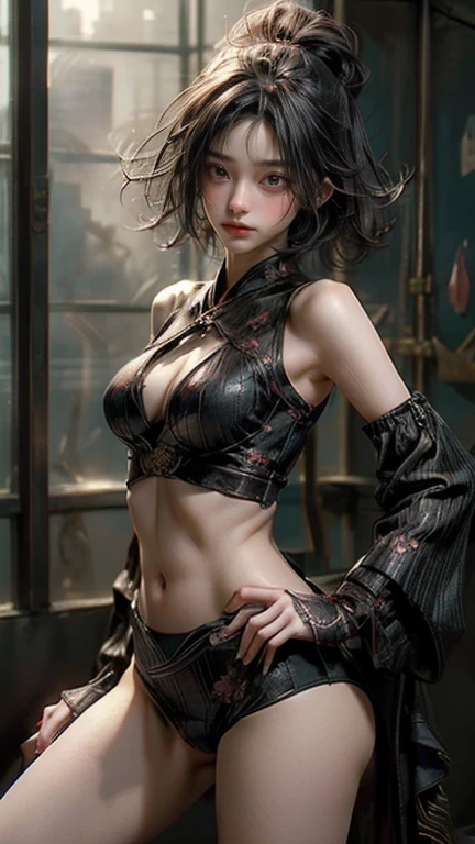 (abs, nude chest,skindentation:1.5), Realistic, Photorealistic, (masterpiece:1.5), concept art, intricate details, highly detailed, photorealistic, octane, 8k, unreal engine, dynamic pose, best quality, high resolution (realistic face: 1.1), (hyperrealistic: 1.1), ((cuerpo_completo)), perfect eyes, (shiny skin: 1.2), ((hairstyle))), (((perfect hands))), (extremely detailed background), ((dynamic background), ((steampunk)), (large giant chest very drooping, marked under clothes, marked with cameltoe), ((ung sexy man,boy)), layered, (((flowing layer))), ((detailed eyes, high quality eyes, high quality face)), (extremely intricate robes),), short hair, lightning, electricity, swirling fire, radiant power, sparks, smoke, magic, ((dramatic)), epic, battlefield, depth of field, bokeh, 4k, gothic, embers, particles, (((steampunk clothing,))),(best quality: 1.3), (masterpiece: 1.1), (illustration: 1.2), (ultra detailed: 1.2), beautiful detailed eyes, (gothic: 1.2), (extremely detailed background: 1.1), (inclined: 1.3),(rear:1.2),rear-facing, (rear elevation:1.2),(near the top:1.3), ,(wariza:1.2),(sitting:1.3) (1girl:1.3),(only:1.3),full body,, back trim, clothes cutout,