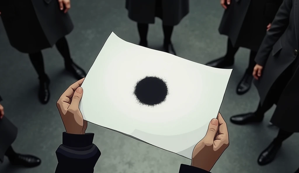 When the students finally turned the papers over, they were shocked. There were no questions. Instead, the paper was blank—except for a single black dot in the center.  
