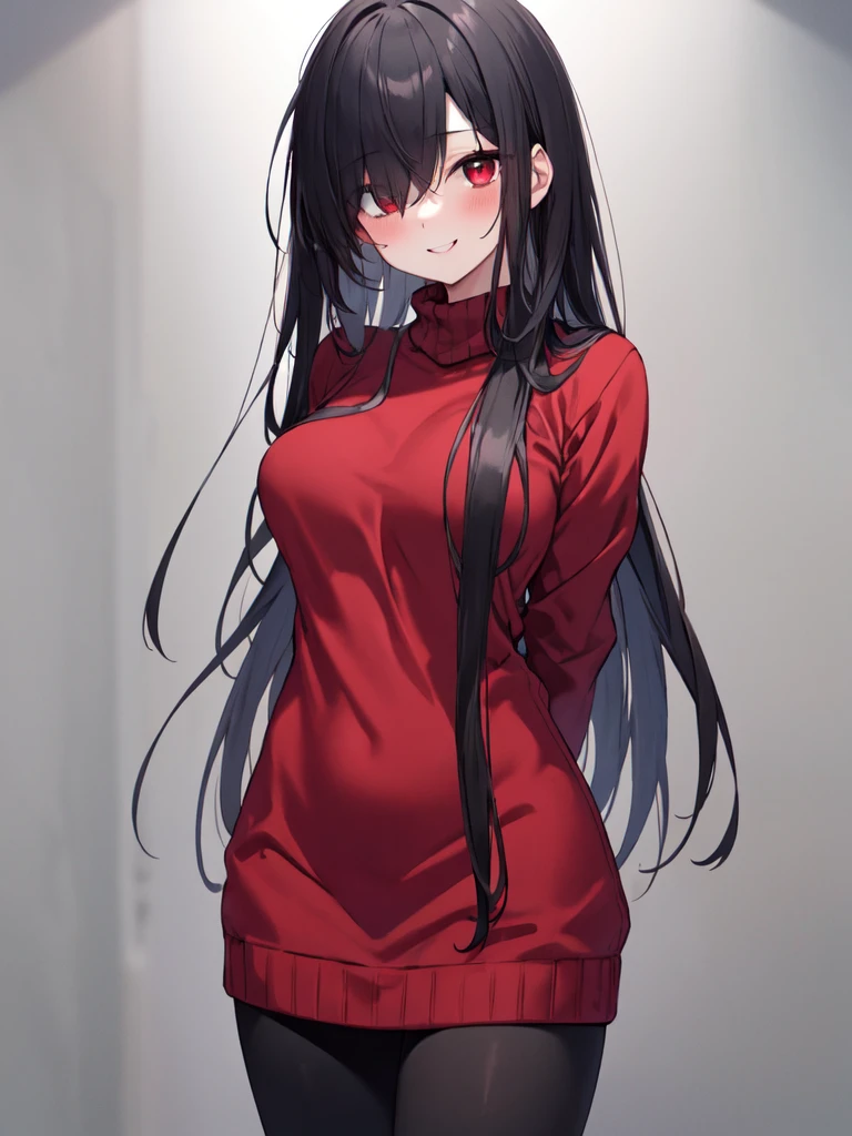 (best image quality, masterpiece:1.2), absolute resolution, high quality, one woman, break, (long black hair mixed with red:1. 1), brown eyes, big breasts,naked towel,body suit,
