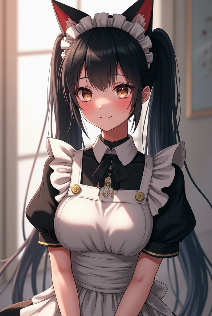 Woman in maid outfit, anime girls in maid costumes, gorgeous maid, Wide Dresses、Fluffy dresses、anime moe art style, maid, hestia, maid clothes, long maid dress, Lori, anime girls in maid costumes, small curvy loli, Kantai Collection Style, wearing a maid outfit, Twin-tailed