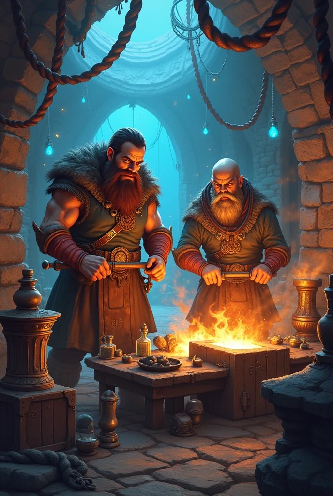 Whole body of  Rael and Serin, the Forge Twins's minions: The Crafters (Rough/Smooth Endoplasmic Reticulum - RER/SER). The RER Dwarf is like a blacksmith, also same to his minions. While SER is like alchemist and his minions are scientist. They also live in a fantasy world.