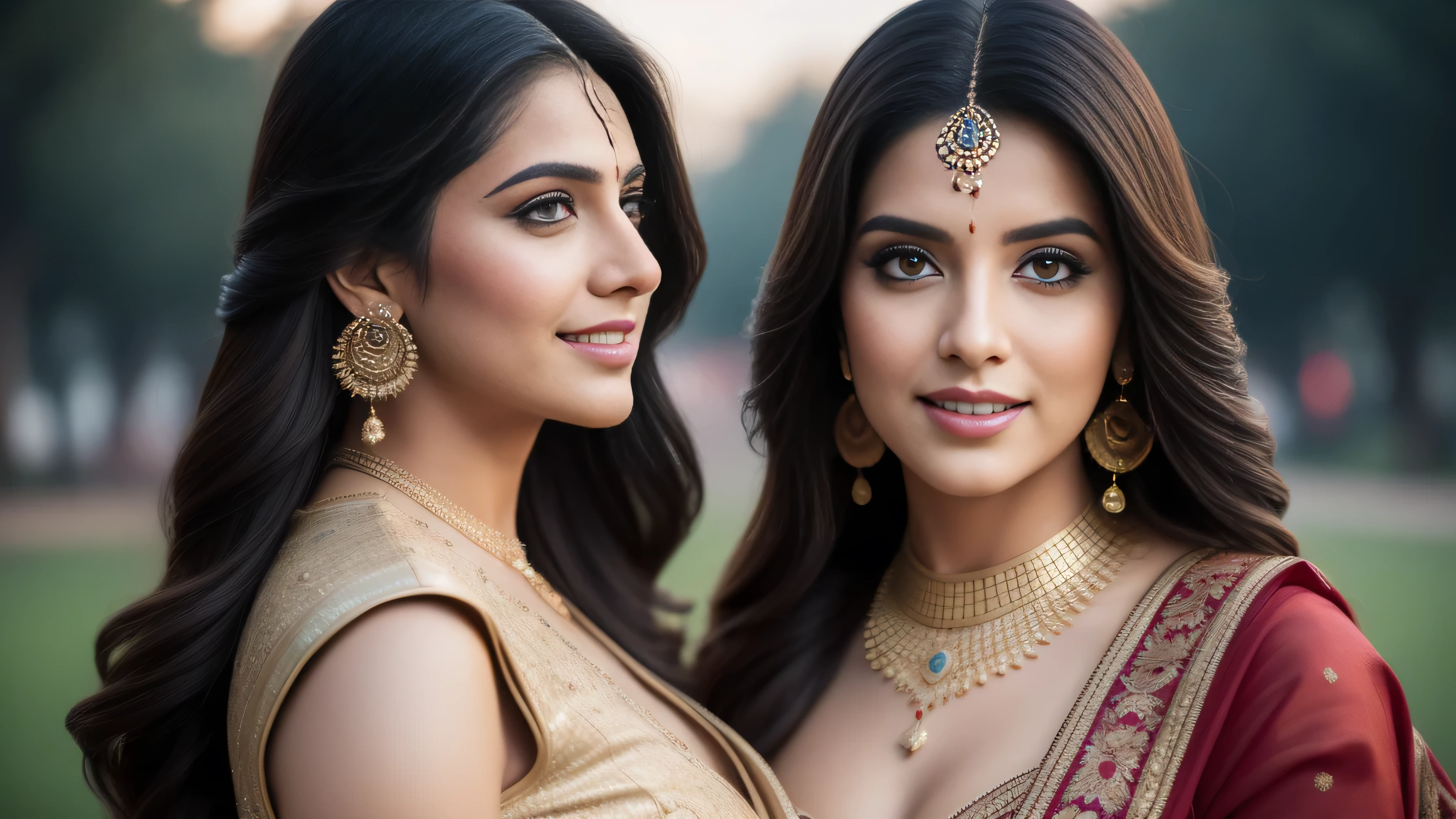 perfect light pink eyes, fantastic face, Indian, beautiful look, ((light pink lips, bright eyes, curve heir 1.5)), ((beautiful details very big breast )), (Straight round and ultra huge clevage, not sagging breast), A glorious gorgeous, glorious gorgeous face, pretty face, bright eyes, detailed elegant printed saree, updo elegant hair, blurred gray tones background, ultra focus, face ilumined, face detailed, 8k resolution, painted, dry brush, brush strokes, razumov style and garmash style, by Tokaito, (fluorescent colours:1.4),(semi transparent:1.4),(retro filters:1.4),(fanciful:1.4),Candy World Disneyland Ethereal Soft Fluffy Soft Landscape Forest Snowflake Pale Pink Sky Green Blue Sparkling Ethereal Light Soft Whimsical Light Rainbow Stars Diamond Sparkle Gemstone Background Ultra Realistic Ultra High Quality Cinematic Lighting Huge Details Full HD Painting Plenty of light,diagonal bangs, Dress with collar,side masterpiece, best qualityer,realskin,(sportrait:1.5), 1girll, bluntbangs, long whitr hair,