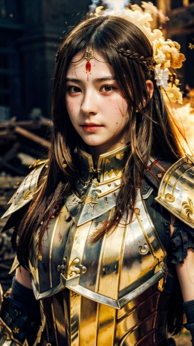 A woman in armor posing, bikini armor female knight, Armor Girl, , Bikini Armor, Metal Armor,Heavy armor,metallic bikini,metal breastplate,Metal trouseretallic armor,Gorgeous female paladin,Amazing Armor, Heavy shoulder armor,Heavy leg nails,Heavy Armor,Perfect face,Stunningly beautiful,Fantasy Warrior, Light black armor, fantasy paladin woman,Bare belly,Sexy abdominal muscles,fair,Dynamic poses, Delicate face, Vibrant eyes, High Detail Skin, Realistic skin details, Visible pores, Sharp focus, volumetric Fog, 8k ultra high definition, SLR camera, high quality, Photorealism, Photorealism, Photography, ((8k, Raw, masterpiece: 1.4)), (Professional Photography, sharp:1.2), ((Portrait shoot)), Perfect dynamic composition, (Natural sunlight), (soft shadow), (Perfect body:1.4, Slim abdominal muscles:1.2), Ultra-detailed face and skin, Perfect Asian, White skin, (Delicate skin:1.3), (Perfect glowing skin:0.6), beautiful eyes, Round eyes, Pretty Face, blush, Glossy lips, High nose bridge, Shiny eyes, Perfect face, Real moist skin, Exquisite expression, looking at camera