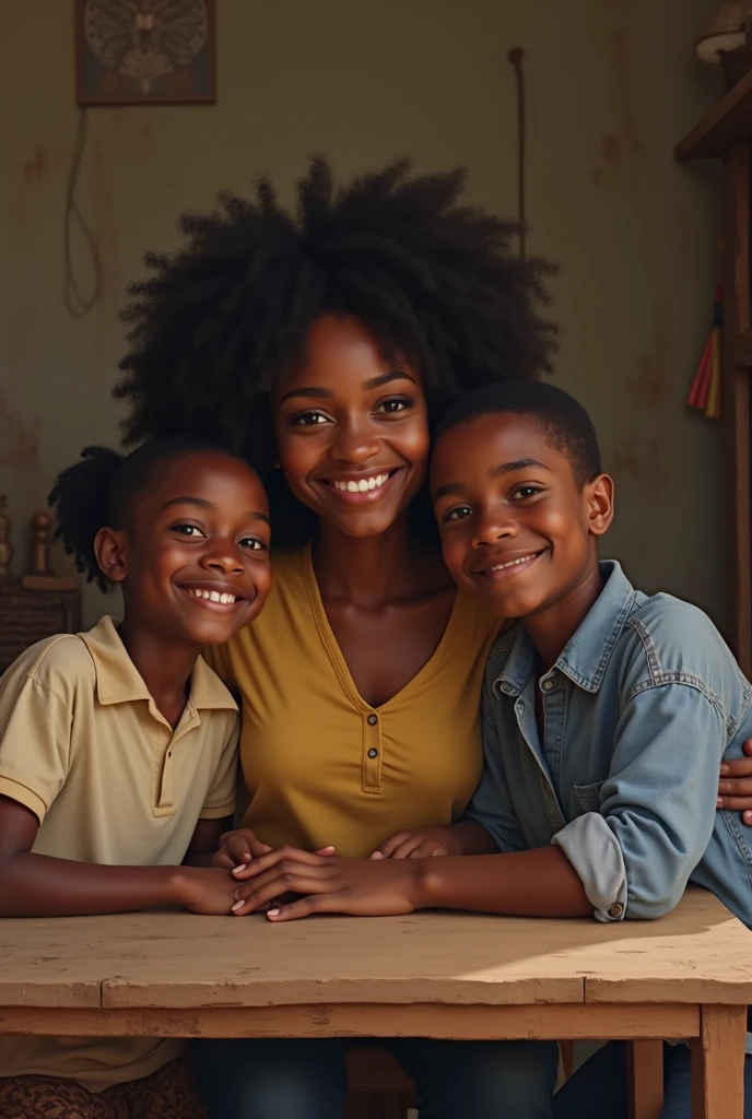 uma mulher negra, a child, uma e um meninolo Disney Pixar em alta qualidade.