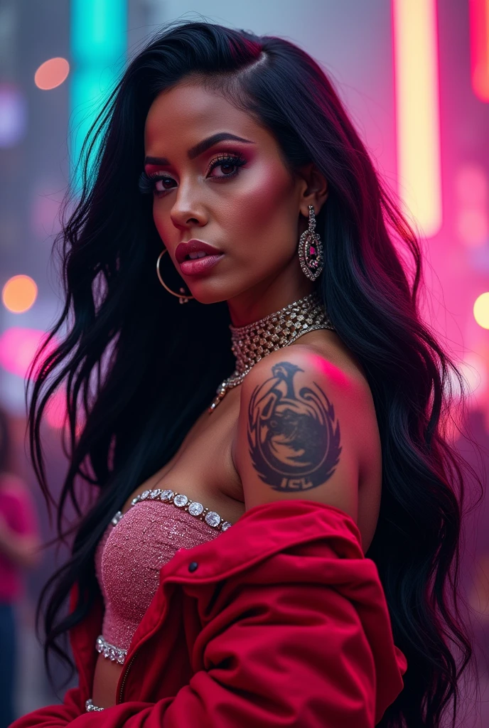 create an image demonstrating the style of ((Chicano Lowrider)) style, hyper realism, 8k high definition, vibrant colors, sharp focus, insanely detailed, enormous tits