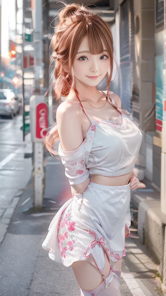 Beautifully saturated photos by Emily Soto, (Cute Japan idol woman), clavicle, (mature:1.3), highest quality, humid, Fascinating,skinny, (smile:1.2), no_panties, (Large Breasts:1.5), (masterpiece),(highest quality),(((Pussy:1.3))), ((photoRealistic)), One girl, (pink hair:1.2), (high twintail::1.5), Big Ass, Gray background, lips, Realistic, A konigsreuter, (one Shoulder Party Dress:1.6), (Draped skirt and thighhighs:1.5), (from above:1.5)
