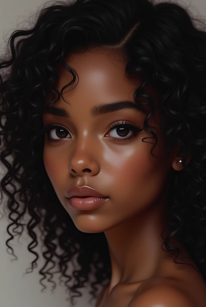 a with wavy hair and dark skin