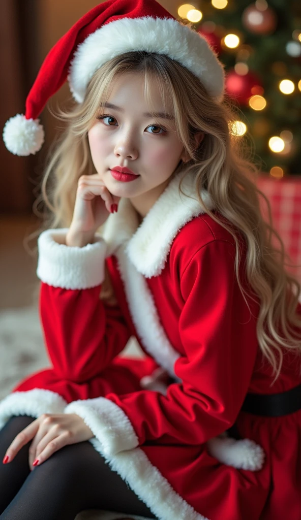 (Ultra-detailed eyes), (((textile shading))), (((Best Quality))), (((masutepiece))), (((Ultra-detailed CG))), sassy girl, (((magical little girl))), (Petite), (tiny chest), blonde hair, ((fluffy hair, gorgeous hair)), y2k outift, y2k outfit, christmas outfirt, vibrant christmas scene, y2k, nostalgic ambiance, energetic snowy floor:0.2 y2k image of a man christmas an 80s outfit, immersed in the vibrant atmosphere of a Christmas party. His attire reflects the fashion trends of the era y2k. The christmas party scene alive with pulsating lights, a lively snowy floor, and people moving to the rhythm of the christmas. The nostalgic ambiance transports viewers back to the vibrant and energetic era of the 80s, capturing the spirit of fun, , and self-expression that defined the christmas culture.