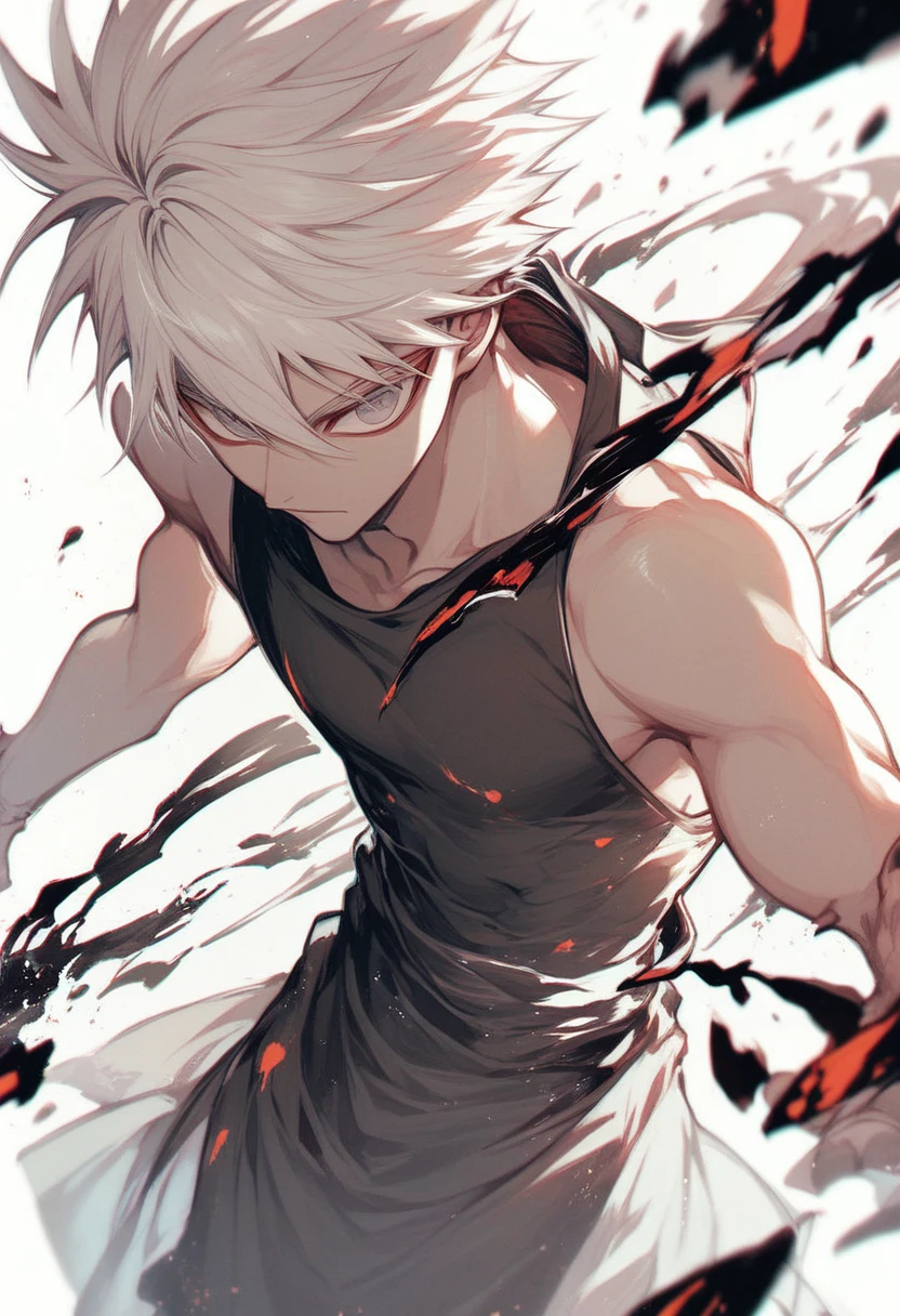 male、White Hair、Short Hair、Red Eye、Cold-blooded man、Handsome、Well-built、Cold Face、Well-formed face、服に滴るsemen、White sludgyしたLove juice、Pants got wet、Overflowing from the crotch、Red stained ears、Looks like he&#39;s in pain、男genital、ejaculation、semen、erection、Love juice、Expose、erection、大量、Wet crotch、Soaking wet、Sexy、White sludgy、liquid、have an erection、genital