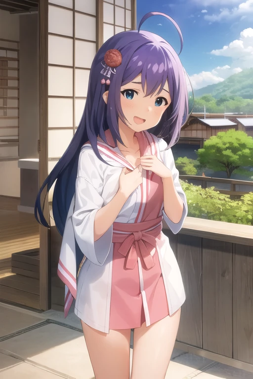   masterpiece on penis ,  High Quality ,  1 girl,   Battle with Anna Mochizuki,  small breasts, looking at viewers, smile, :d, Cheerful, 
 standing in the washroom of an old Japanese bathhouse 、Bath towel roll、Standing in the washroom, embarrassing expression
,
Beautiful background,  beautiful scenery 
 