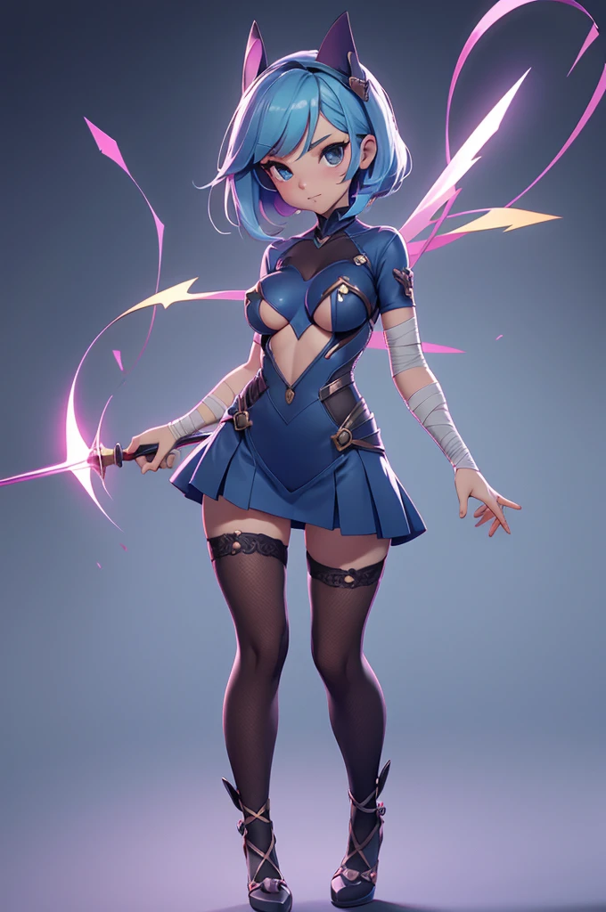 Mini Ghost in the Shell, (Ghost in the Shell), solo, ray tracing, 3D style, 3DMM, ((oses per photo)), ((oses ouch cada foto)), fully body,(Front view),(Costas Issue), (Emist on the left), show flat belly, (((oses per photo))),(very big breastsperfect ass, perfect and symmetrical eyes, (perfect handuturistic sword in hand)), ((short hair)),((Open wizard clothes)),white clothing with textured edges, skin fair, luouchas detalhadas, White thigh-high tights with trim, ouchestido aberto ouch "ouch", Waist slender, big legs, low water, Show legs to the top of the waist, (broken fabric falling over the legs),((open top)),ultra realistic skin, realistic human eyes,ultra realistic skin,((striped shirt)),super sensual suit, colorfully,top with ruffles,(pubis with a lot of volume),(extremely sensual),(very sensual),(((very detailed high level lighting))),(((raytracing))),(((couchstic effect))),(((bodysuit open to the waist))),((costume fitted from the breasts down, perfectly imitating the curves of the body)),((Visible pubis))