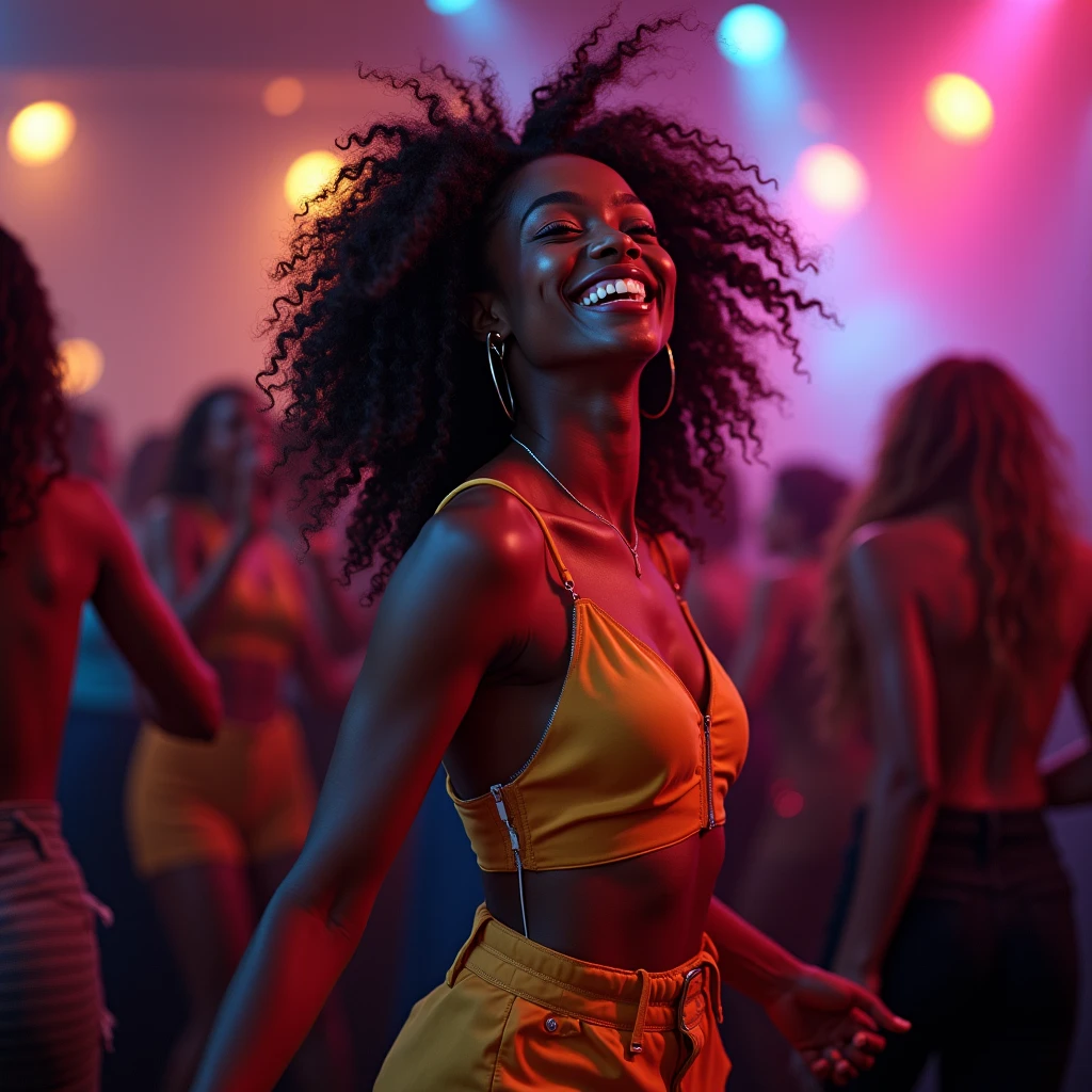 A 24 years old black girl twerking with afro hair