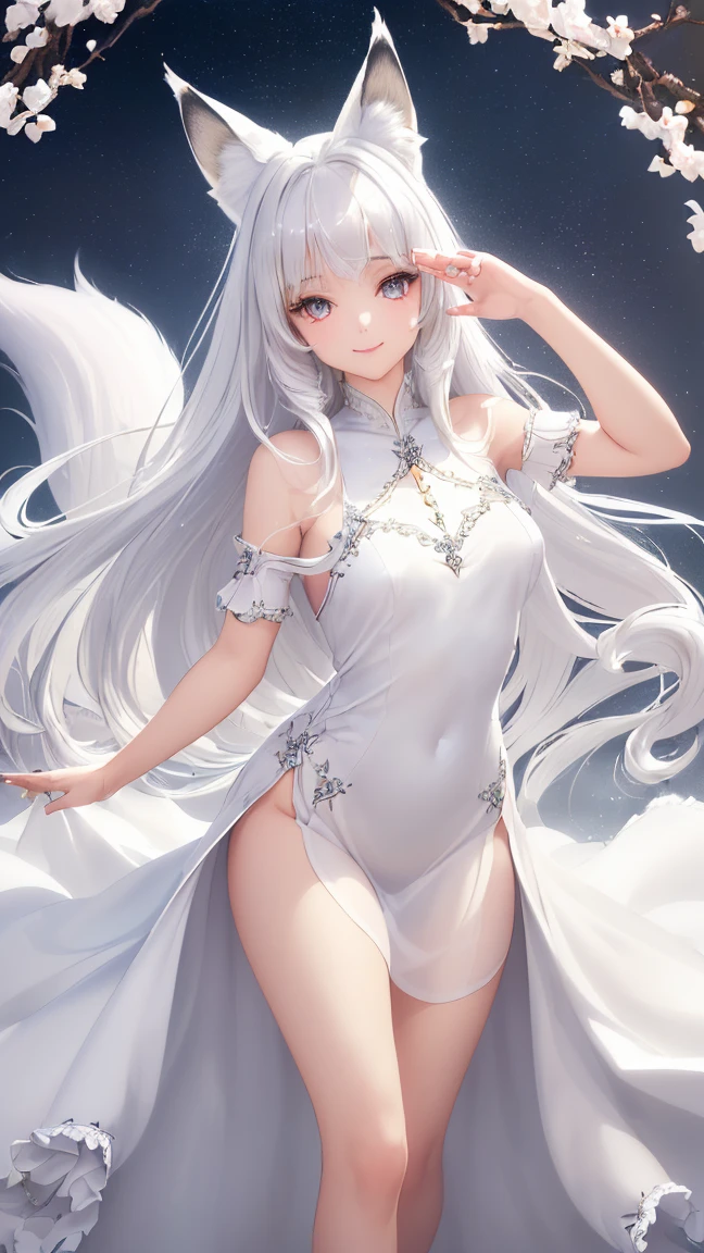 Create a very beautiful character, tall white hair, make her sexy with provocative clothes and, blue colored eyes