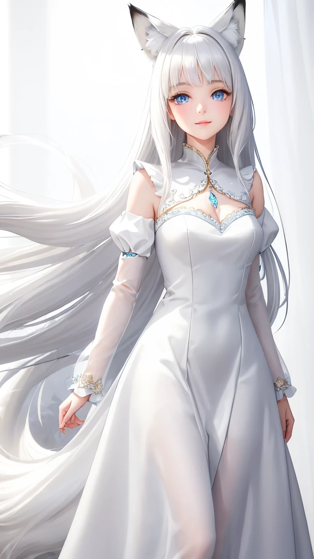 anime girl with long hair and white dress in a white room, anime goddess, cute anime waifu in a nice dress, beautiful anime girl, beautiful fantasy anime, anime girl with long hair, beautiful anime woman, anime fantasy artwork, beautiful alluring anime woman, ethereal anime, anime style 4 k, anime art wallpaper 8 k, beautiful anime artwork
